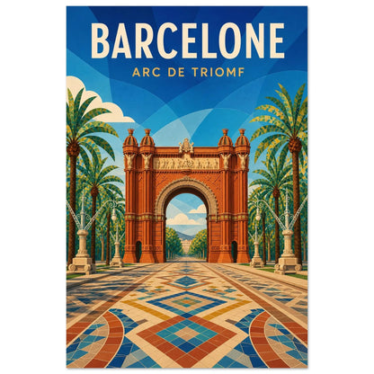 Affiche Barcelone – Arc de Triomf, illustration verticale illustration géométrique, format 60 × 90 cm