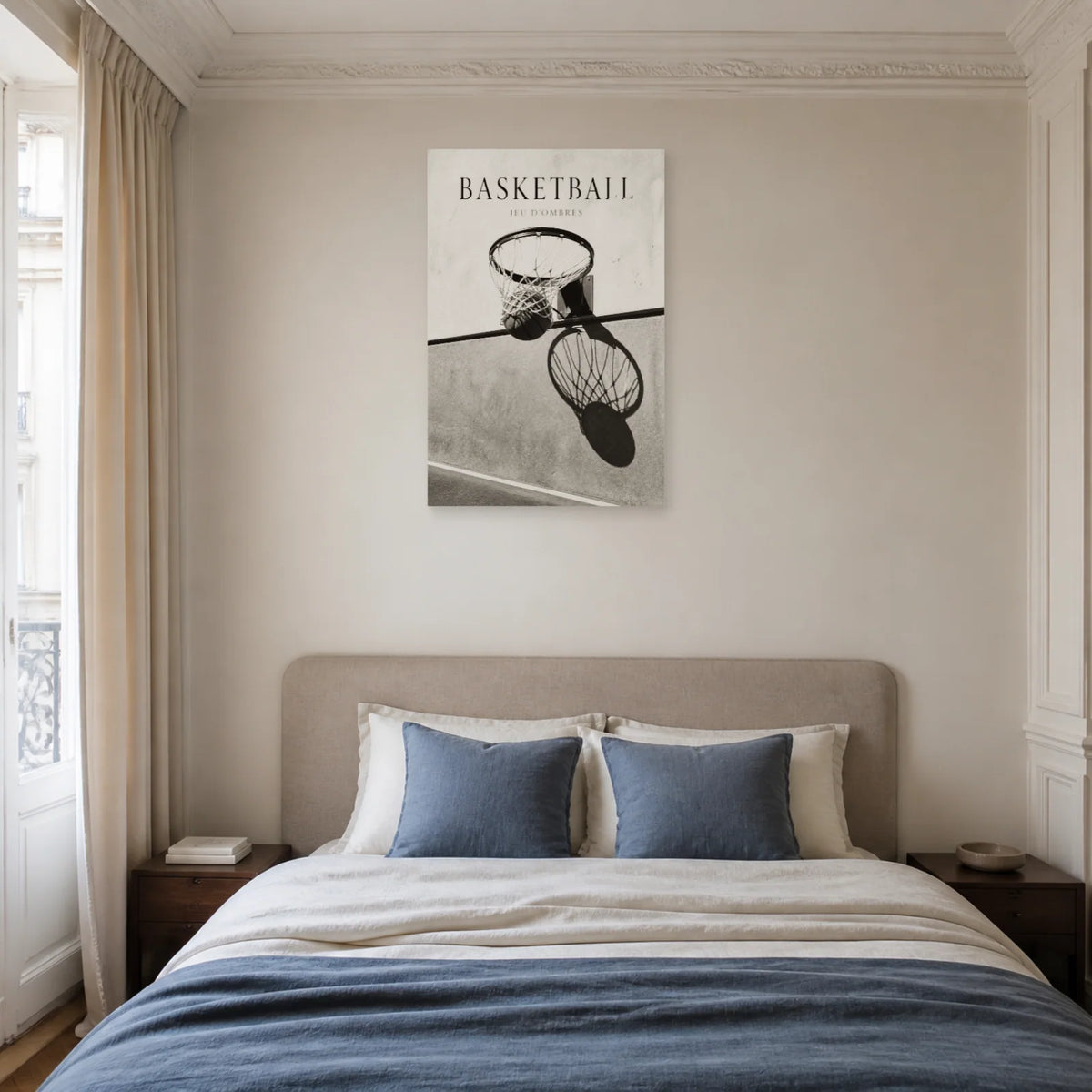 Affiche Basketball – Jeu d’Ombres dans une chambre - Art Virtuoso