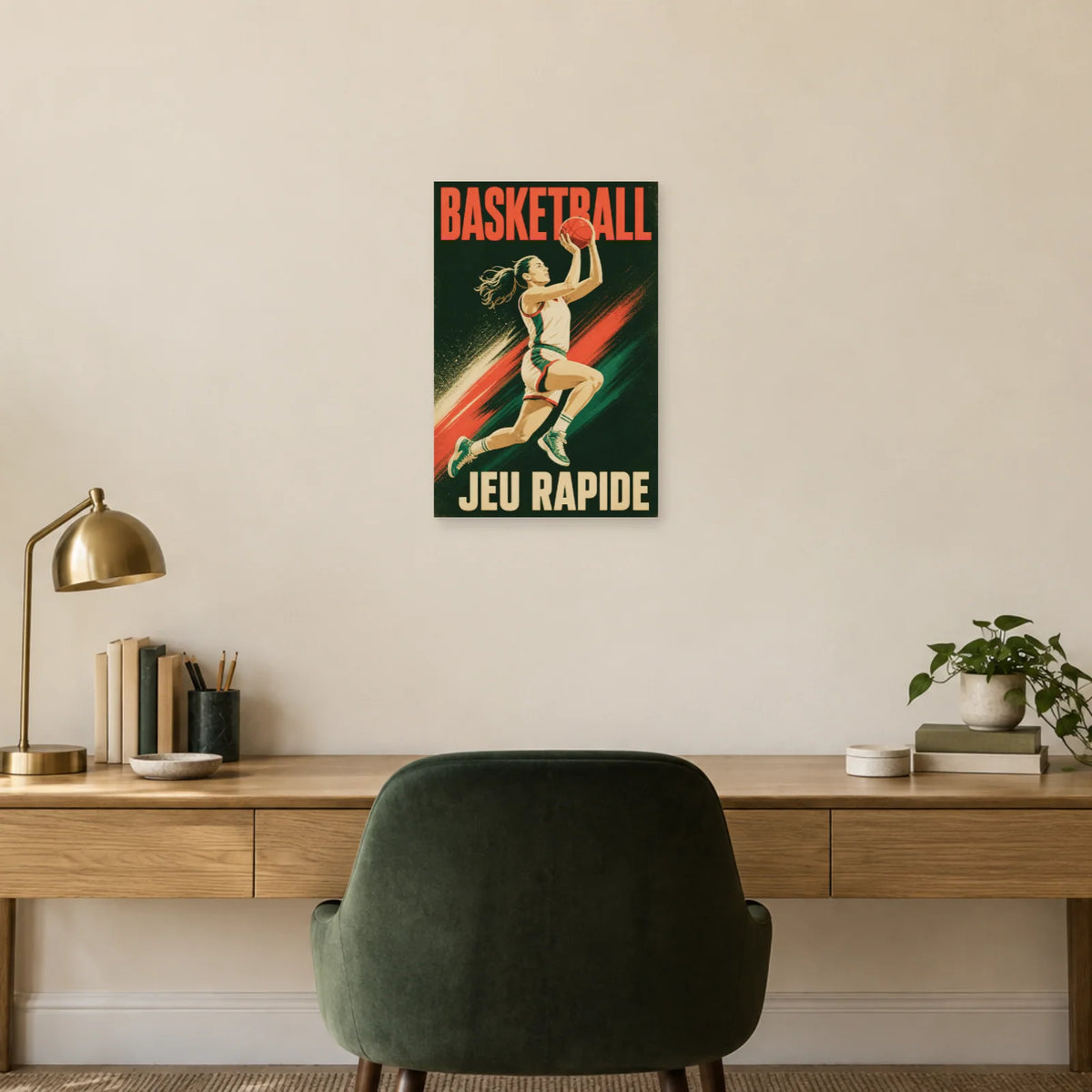 Affiche Basketball – Jeu rapide dans un bureau - Art Virtuoso