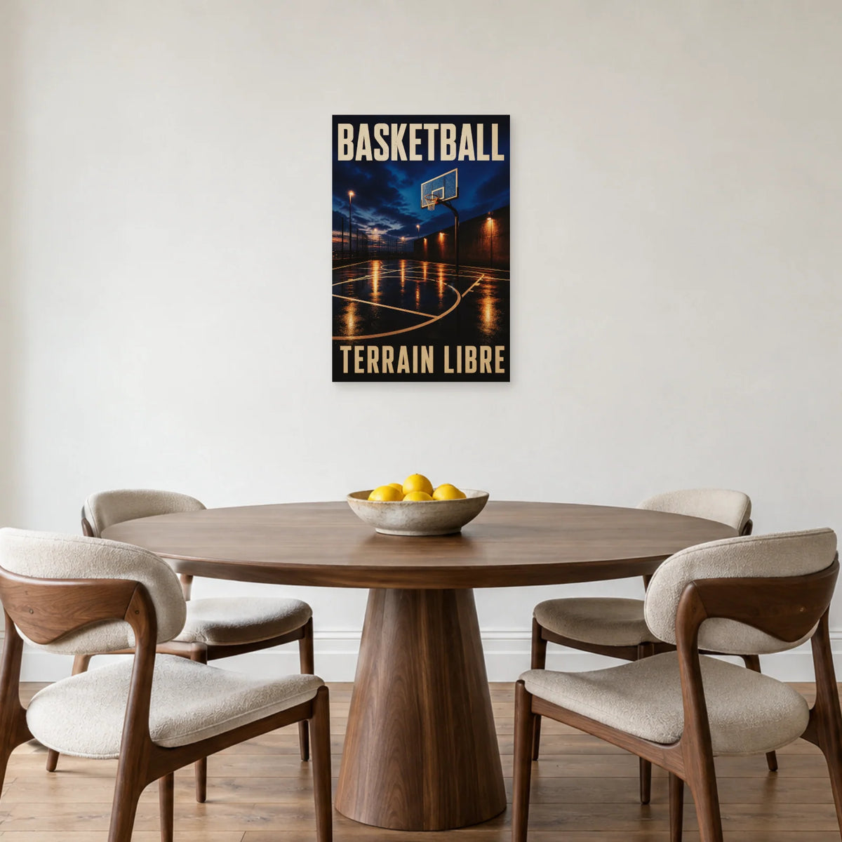 Affiche Basketball – Terrain libre dans une salle à manger - Art Virtuoso