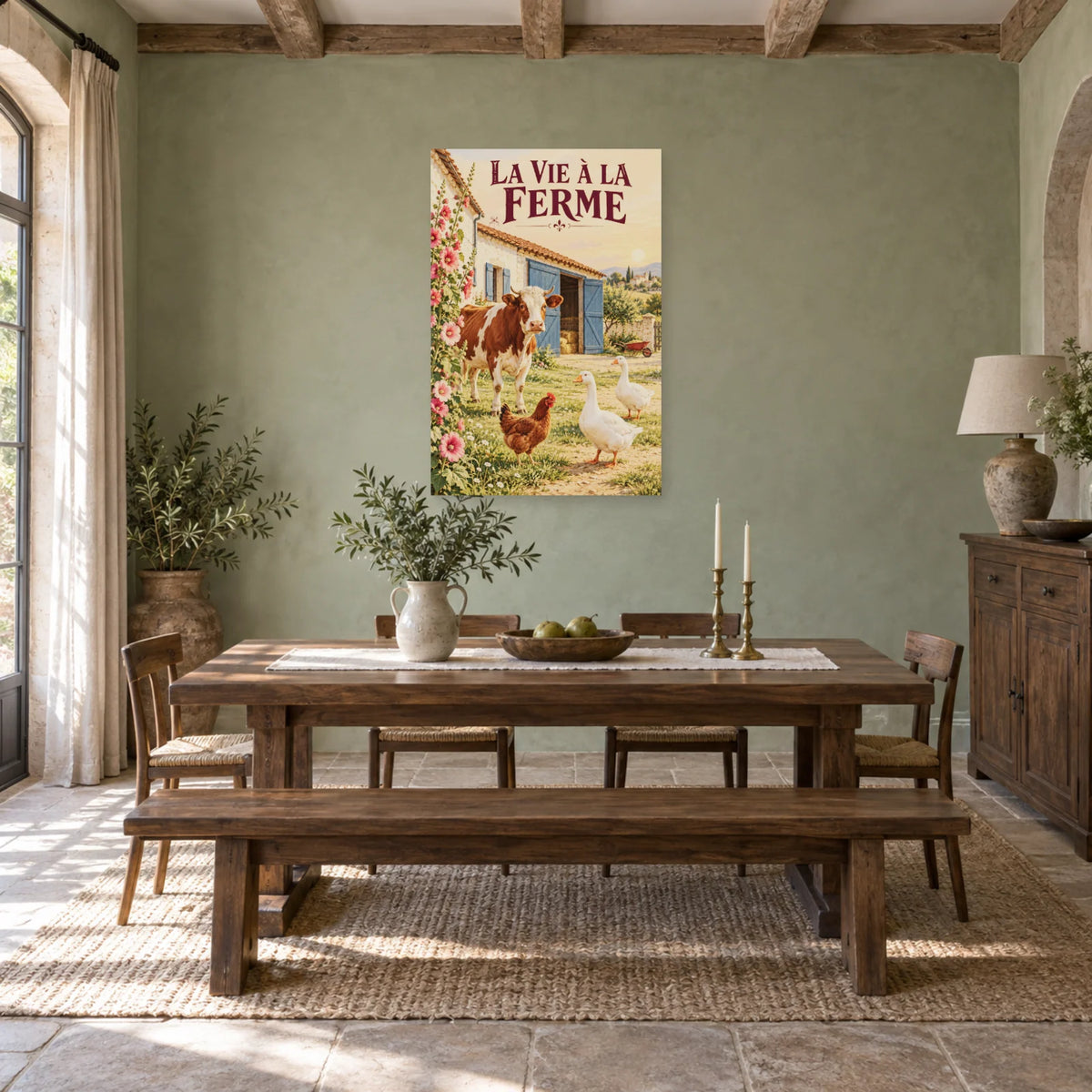 Affiche Basse-cour - La vie à la ferme dans une salle à manger - Art Virtuoso