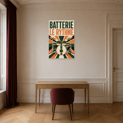 Affiche Batterie - Le rythme dans un bureau - Art Virtuoso