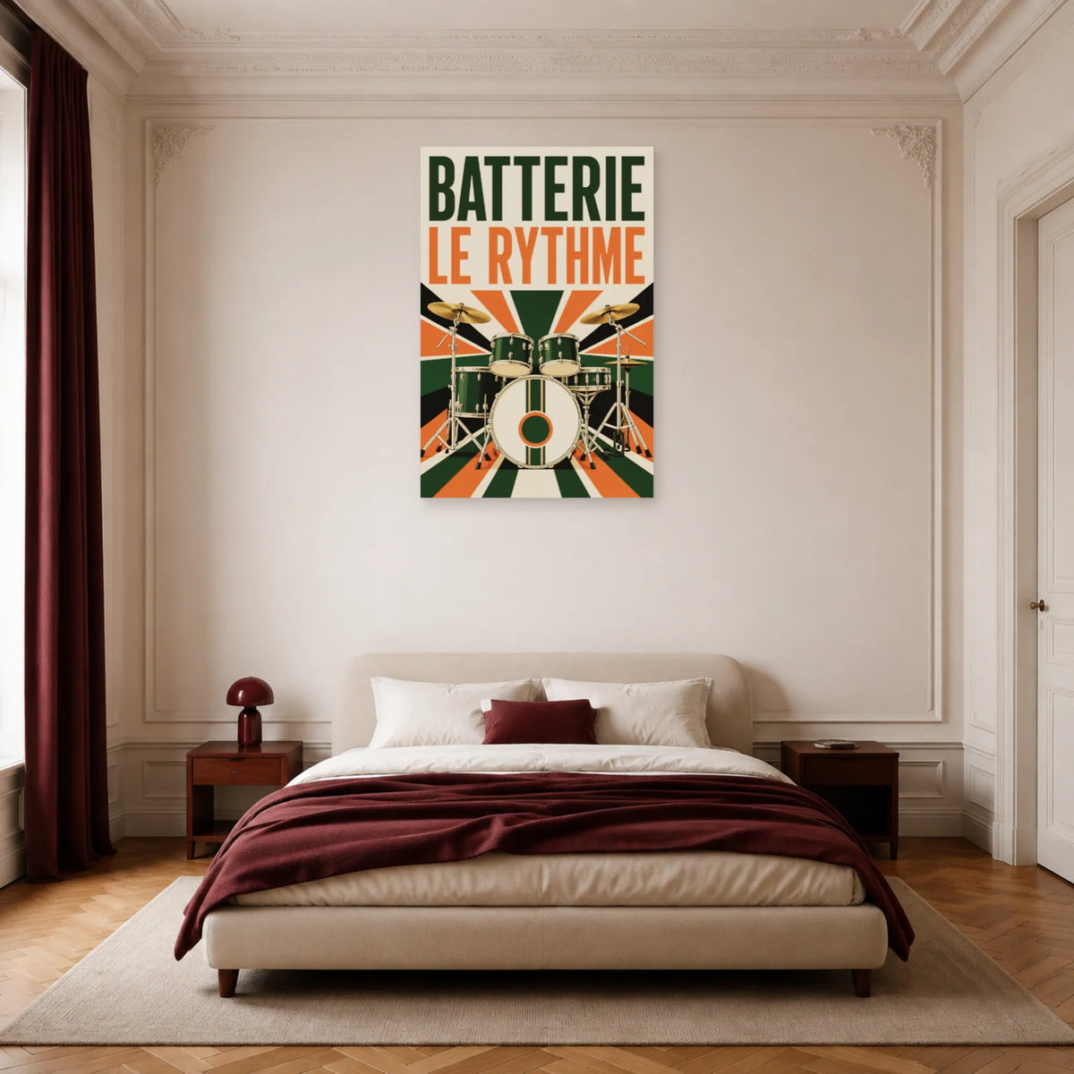 Affiche Batterie - Le rythme dans une chambre - Art Virtuoso