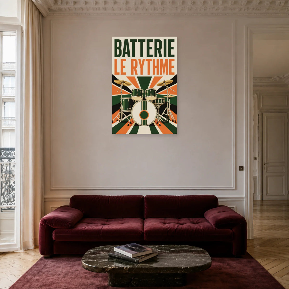 Affiche Batterie - Le rythme dans un salon - Art Virtuoso