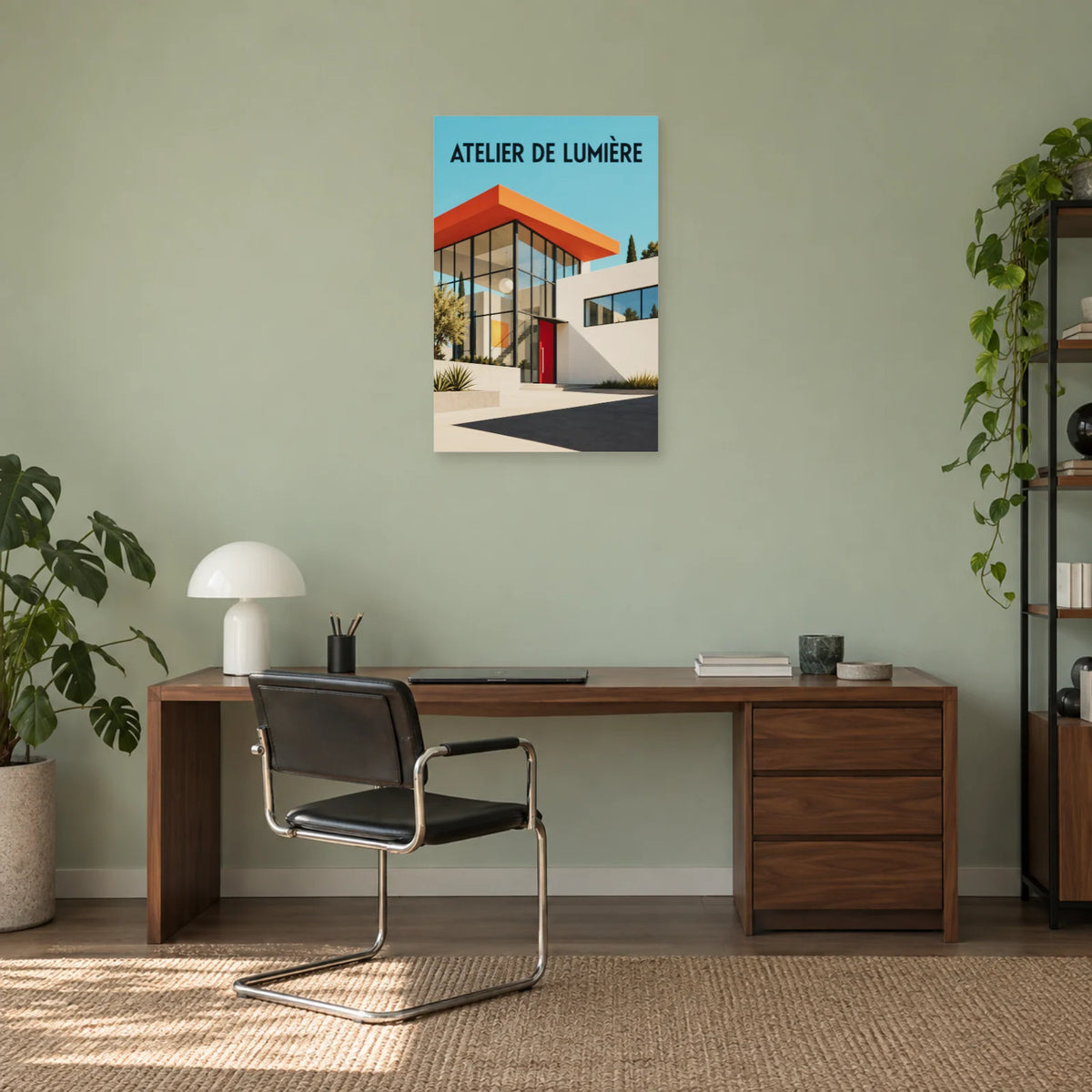 Affiche Bauhaus architecture - Atelier de lumière dans un bureau - Art Virtuoso