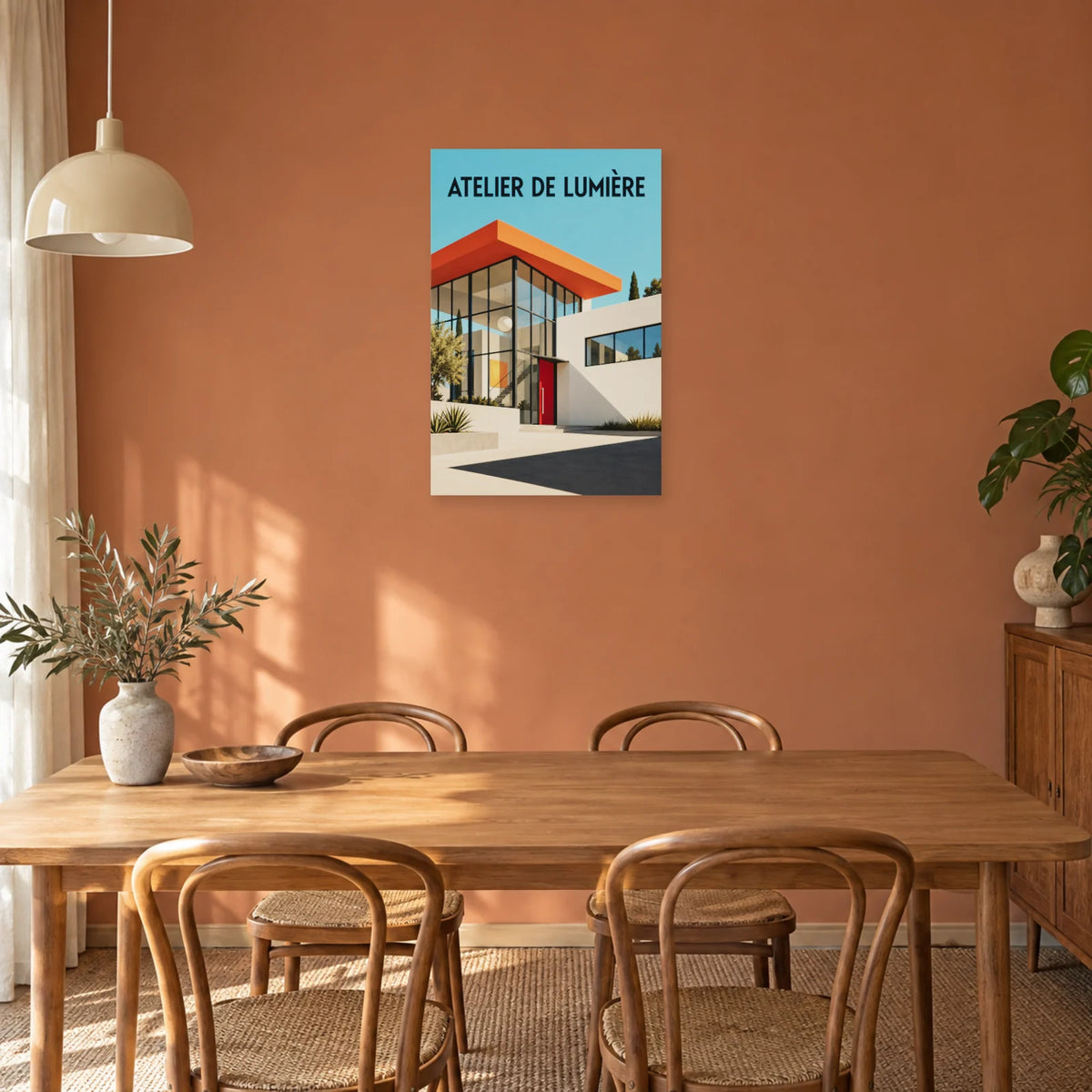 Affiche Bauhaus architecture - Atelier de lumière dans une salle à manger - Art Virtuoso