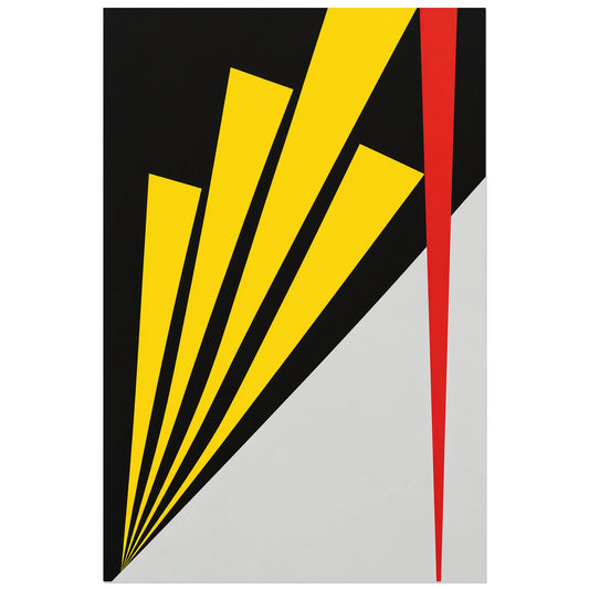 Affiche Bauhaus - Diagonales jaunes, abstraction géométrique / inspiration bauhaus / aplats colorés verticale, format 30 × 45 cm