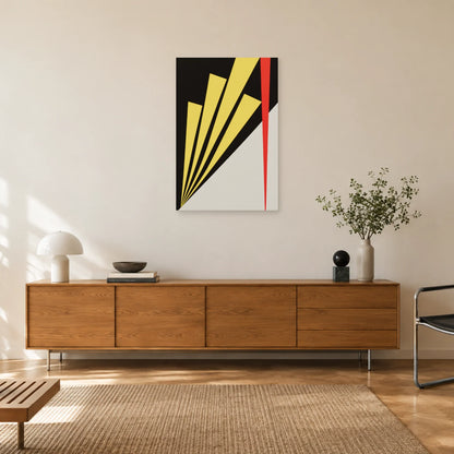 Affiche Bauhaus - Diagonales jaunes dans un salon - Art Virtuoso