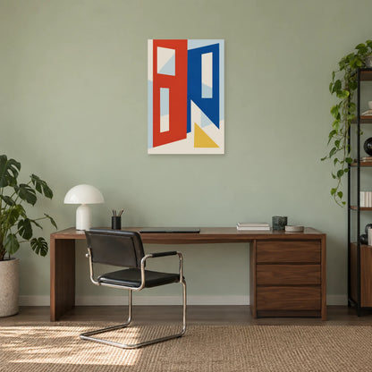 Affiche Bauhaus - Formes perforées dans un bureau - Art Virtuoso