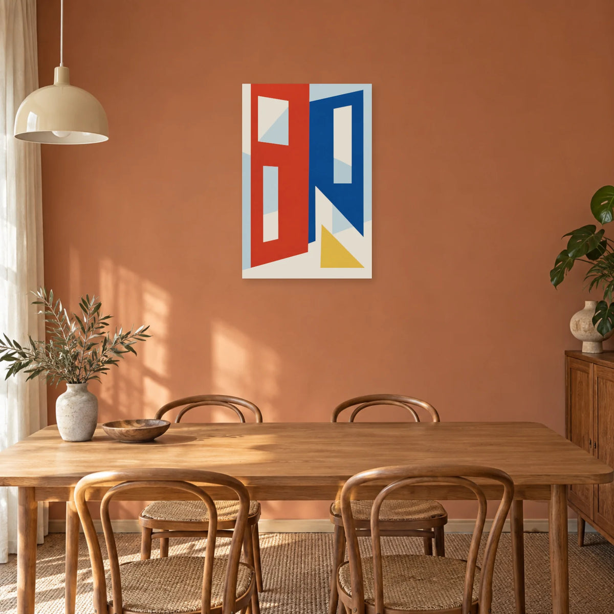 Affiche Bauhaus - Formes perforées dans une salle à manger - Art Virtuoso