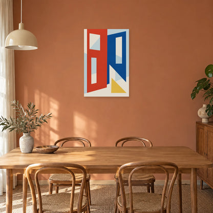 Affiche Bauhaus - Formes perforées dans une salle à manger - Art Virtuoso
