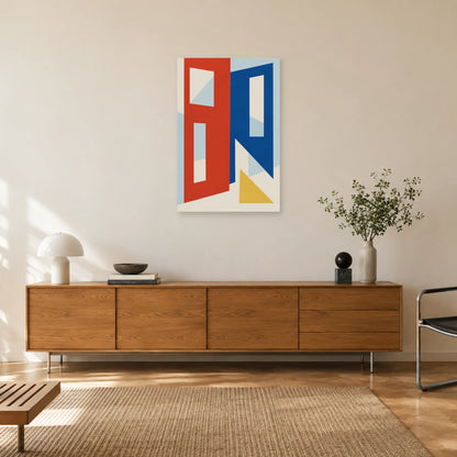 Affiche Bauhaus - Formes perforées dans un salon - Art Virtuoso