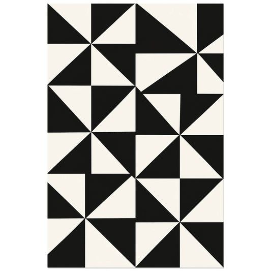 Affiche Bauhaus noir et blanc - Moulins optiques, abstraction géométrique / motif optique / inspiration bauhaus verticale, format 30 × 45 cm