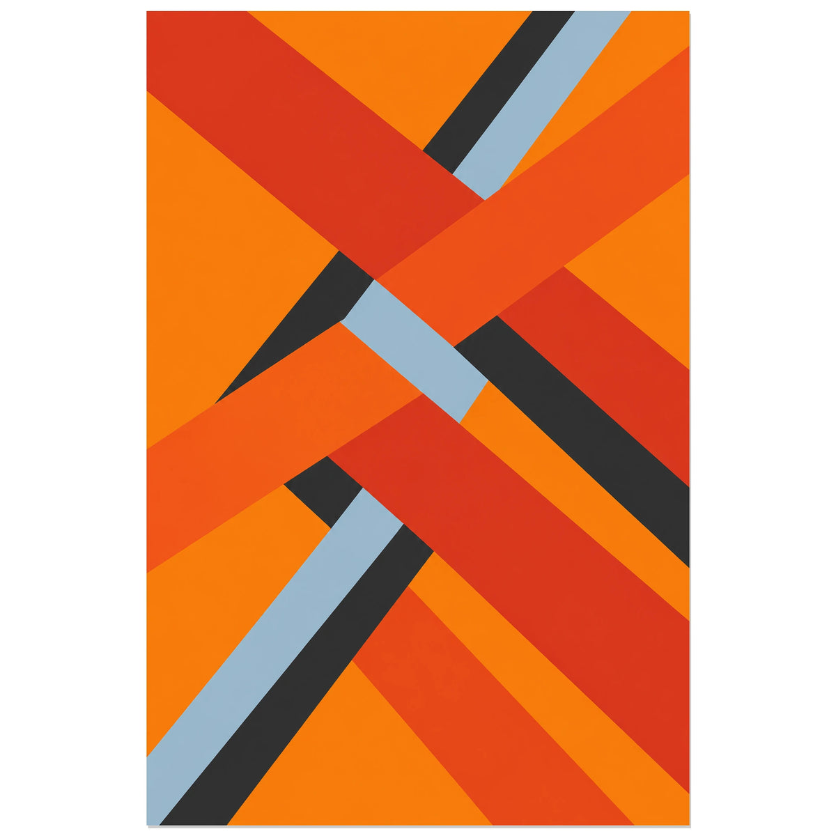 Affiche Bauhaus orange - Tressage oblique, abstraction géométrique / inspiration bauhaus / aplats colorés verticale, format 30 × 45 cm