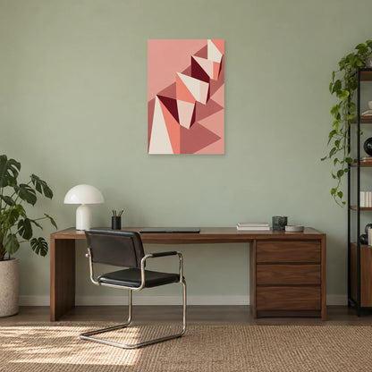 Affiche Bauhaus rose - Plis en accordéon dans un bureau - Art Virtuoso