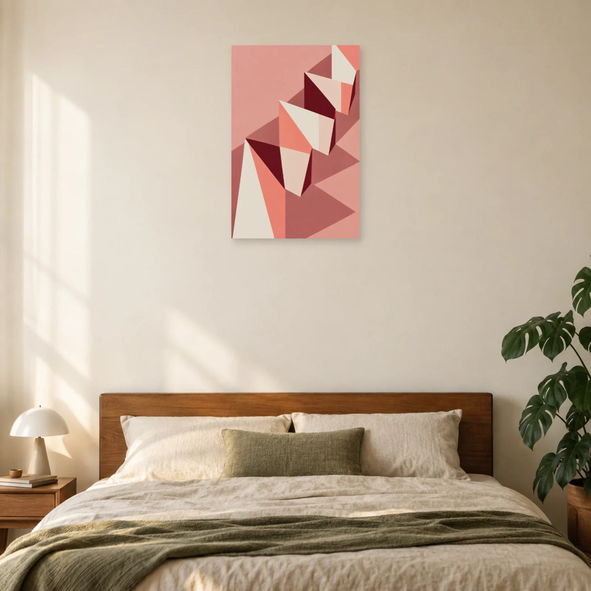 Affiche Bauhaus rose - Plis en accordéon dans une chambre - Art Virtuoso