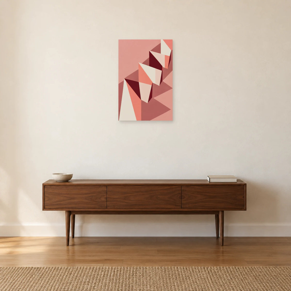 Affiche Bauhaus rose - Plis en accordéon dans une entrée ou un couloir - Art Virtuoso