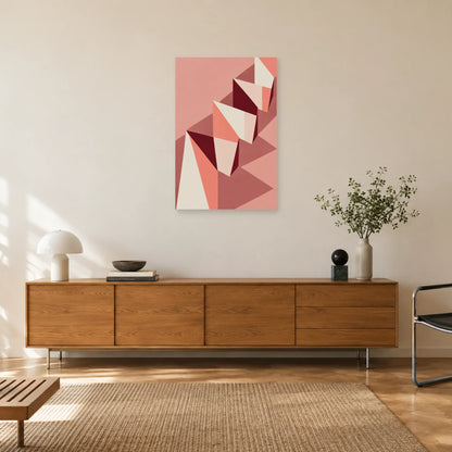 Affiche Bauhaus rose - Plis en accordéon dans un salon - Art Virtuoso