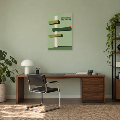Affiche Bauhaus vert - Construction en porte-à-faux dans un bureau - Art Virtuoso
