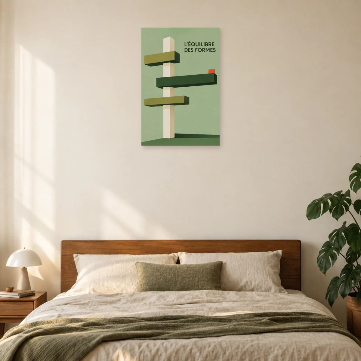 Affiche Bauhaus vert - Construction en porte-à-faux dans une chambre - Art Virtuoso