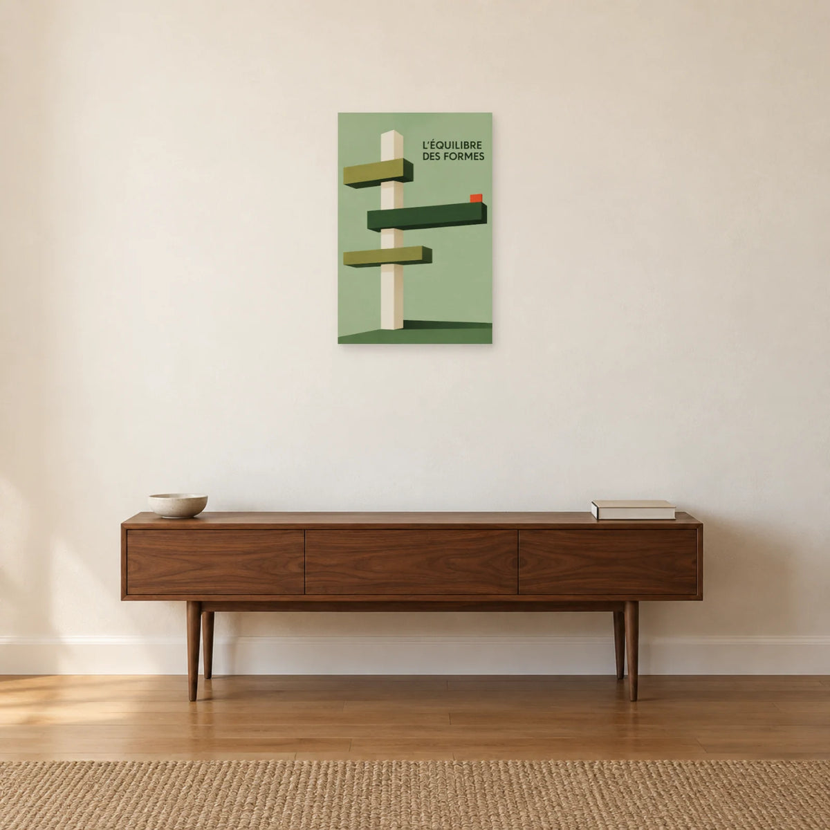 Affiche Bauhaus vert - Construction en porte-à-faux dans une entrée ou un couloir - Art Virtuoso
