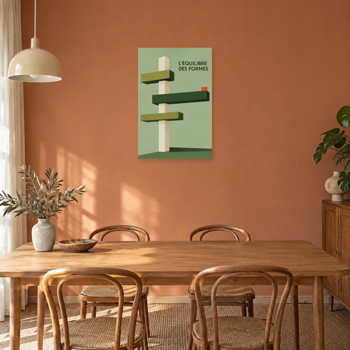 Affiche Bauhaus vert - Construction en porte-à-faux dans une salle à manger - Art Virtuoso