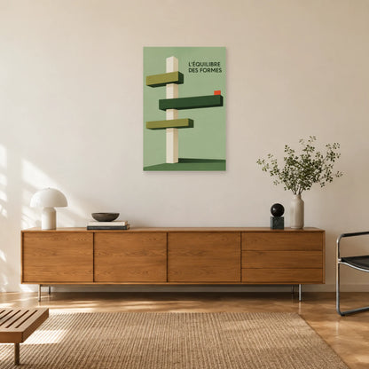 Affiche Bauhaus vert - Construction en porte-à-faux dans un salon - Art Virtuoso