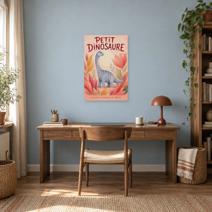 Affiche Petit dinosaure - Grand comme un rêve dans un bureau - Art Virtuoso