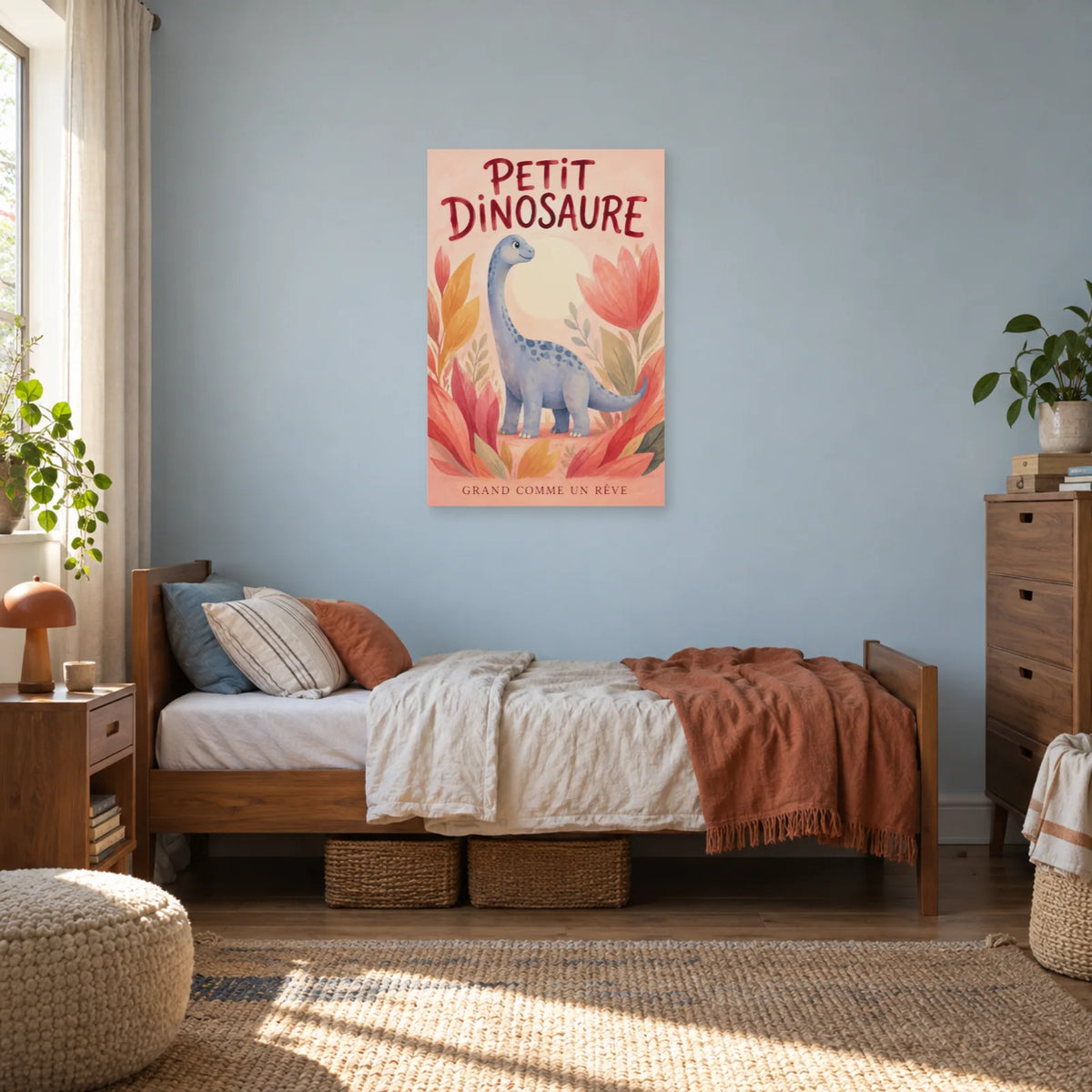 Affiche Petit dinosaure - Grand comme un rêve dans une chambre - Art Virtuoso