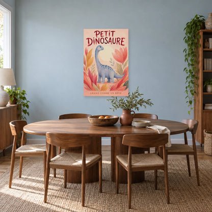 Affiche Petit dinosaure - Grand comme un rêve dans une salle à manger - Art Virtuoso