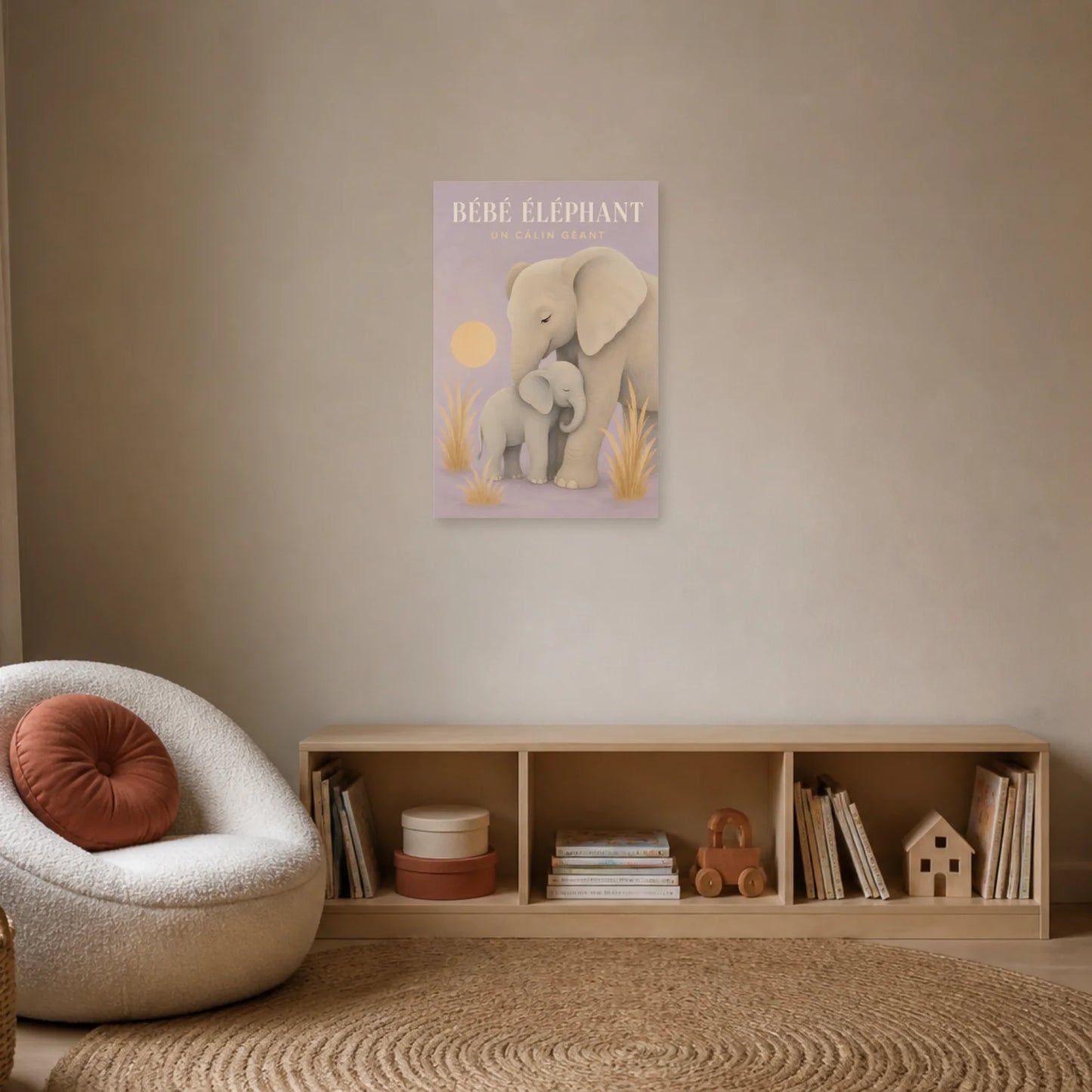 Affiche Bébé Éléphant – Un Câlin Géant dans un bureau - Art Virtuoso