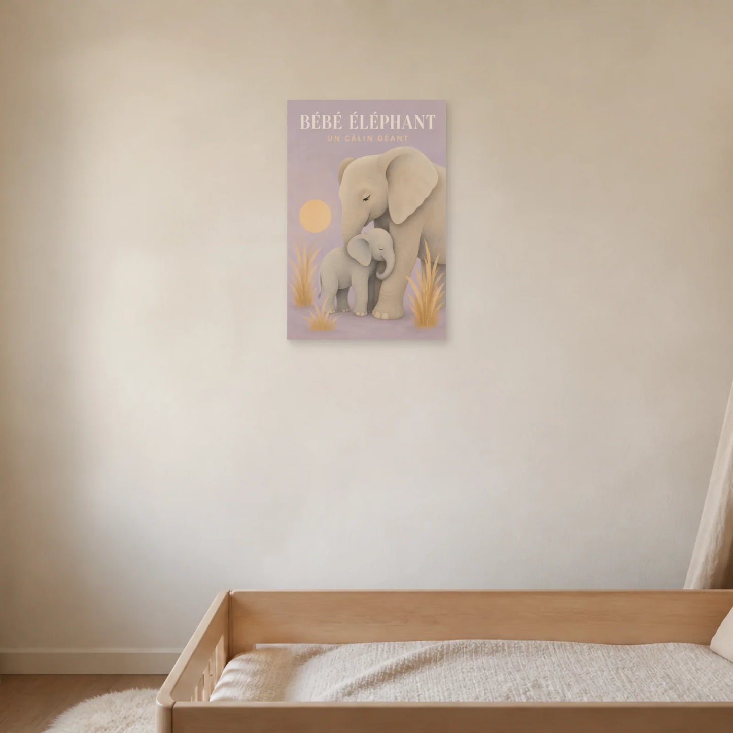 Affiche Bébé Éléphant – Un Câlin Géant dans une chambre - Art Virtuoso