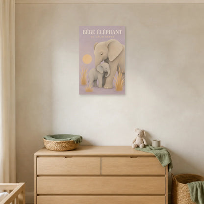 Affiche Bébé Éléphant – Un Câlin Géant dans un salon - Art Virtuoso