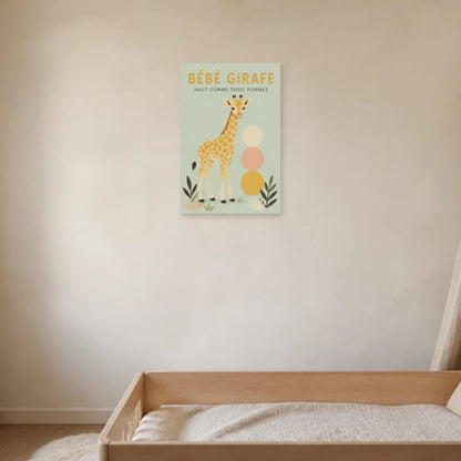 Affiche Bébé Girafe – Haut Comme Trois Pommes dans une chambre - Art Virtuoso