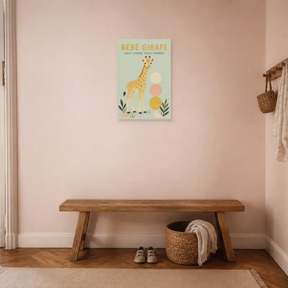 Affiche Bébé Girafe – Haut Comme Trois Pommes dans une entrée ou un couloir - Art Virtuoso