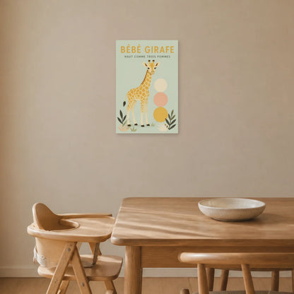 Affiche Bébé Girafe – Haut Comme Trois Pommes dans une salle à manger - Art Virtuoso