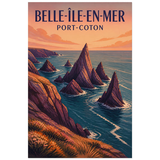 Aiguilles de Port-Coton et falaise rousse, affiche 30 × 45 cm