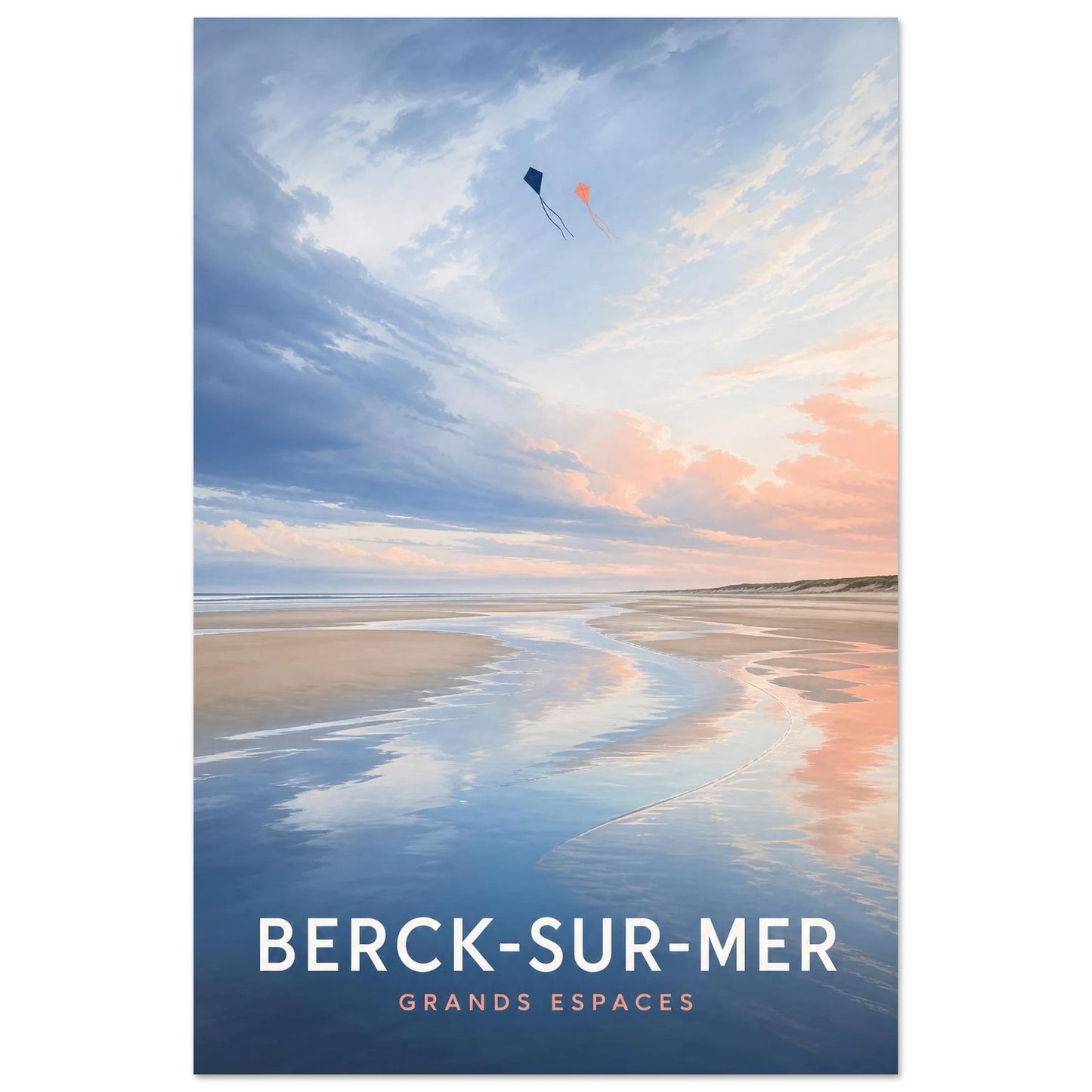 Affiche Berck-sur-Mer – Grands Espaces, illustration graphique verticale, format 40 × 60 cm