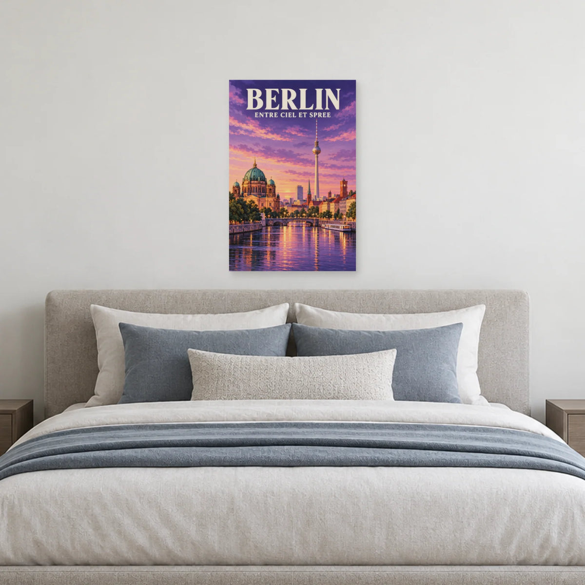 Affiche Berlin silhouette sur la Spree dans une chambre - Art Virtuoso