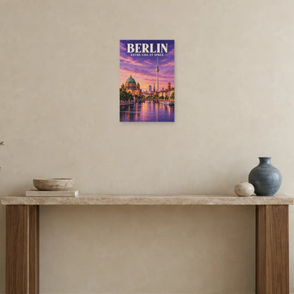 Affiche Berlin silhouette sur la Spree dans une entrée ou un couloir - Art Virtuoso