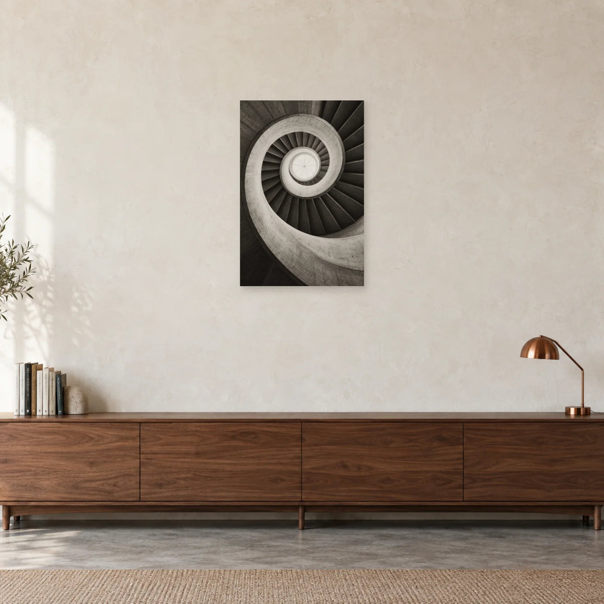 Affiche Escalier de béton - Spirale dans un bureau - Art Virtuoso