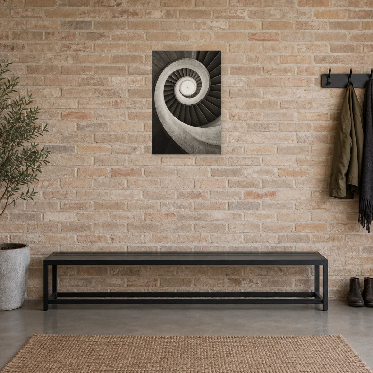 Affiche Escalier de béton - Spirale dans une entrée ou un couloir - Art Virtuoso