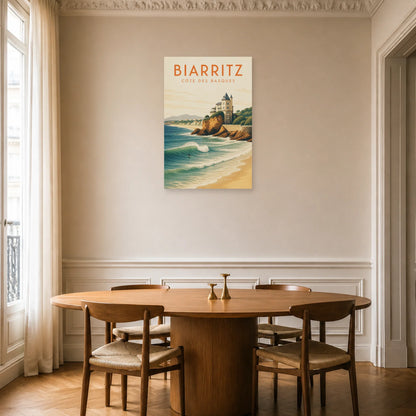 Affiche Biarritz – Côte des Basques dans une salle à manger - Art Virtuoso