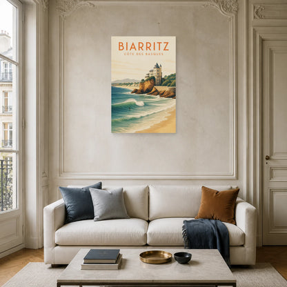 Affiche Biarritz – Côte des Basques dans un salon - Art Virtuoso