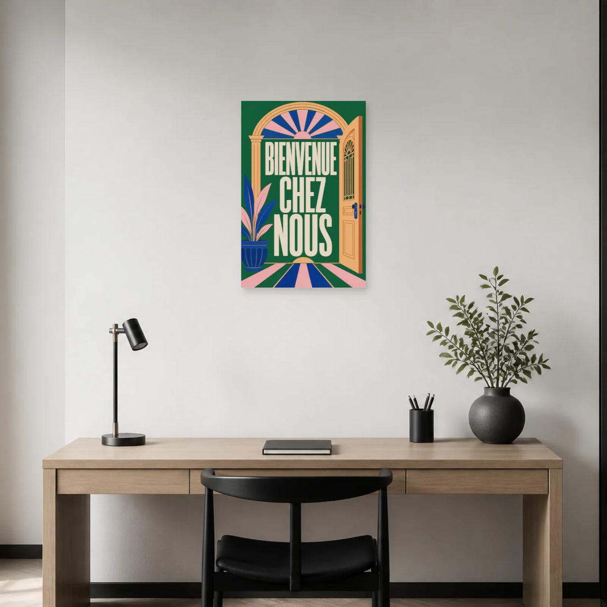 Affiche Bienvenue chez nous – Porte ouverte dans un bureau - Art Virtuoso