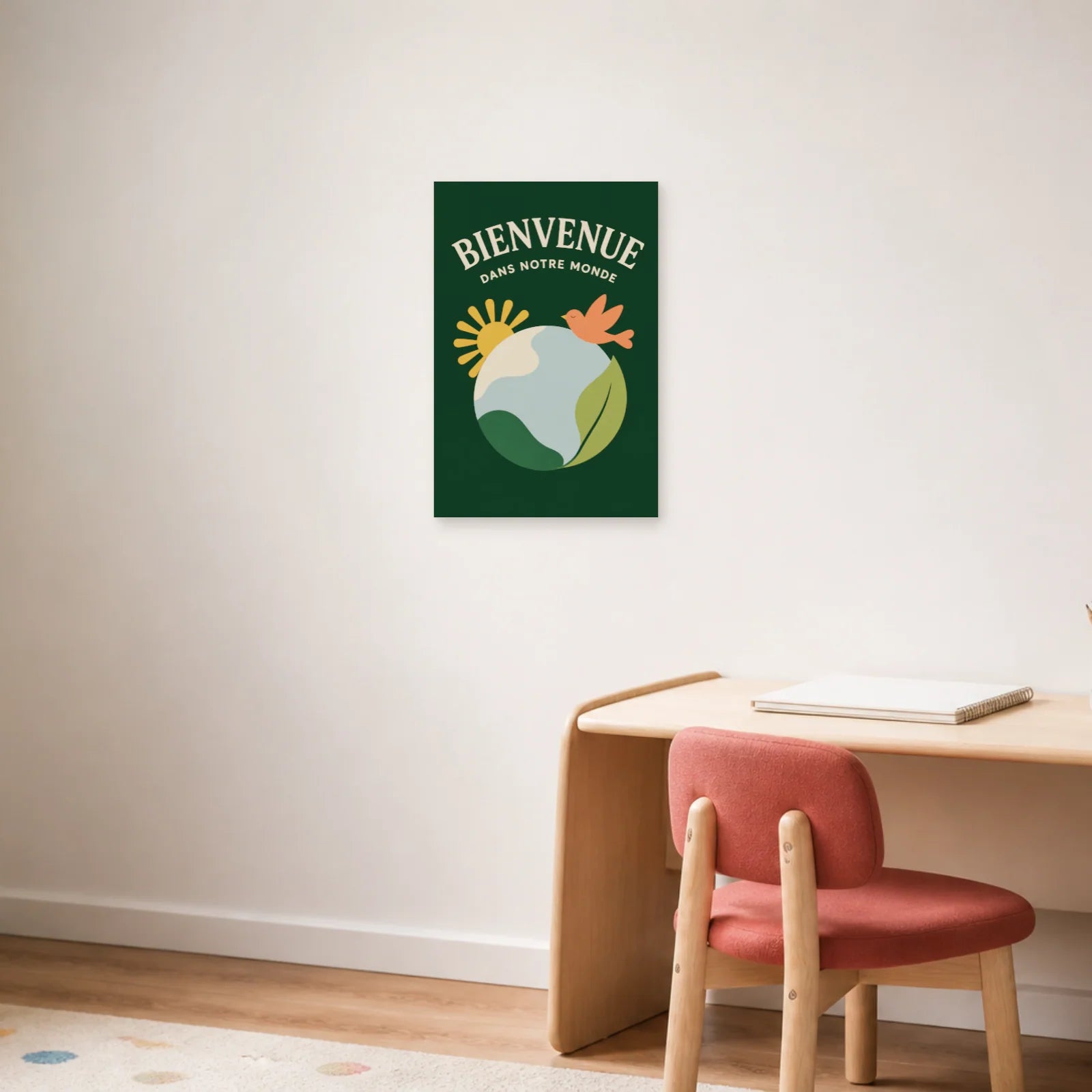 Affiche Bienvenue – Dans Notre Monde dans un bureau - Art Virtuoso