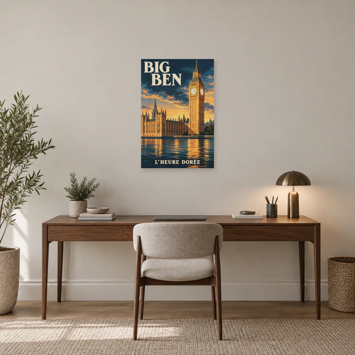 Affiche Big Ben - L’heure dorée dans un bureau - Art Virtuoso