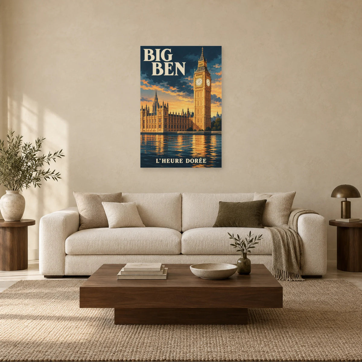 Affiche Big Ben - L’heure dorée dans un salon - Art Virtuoso
