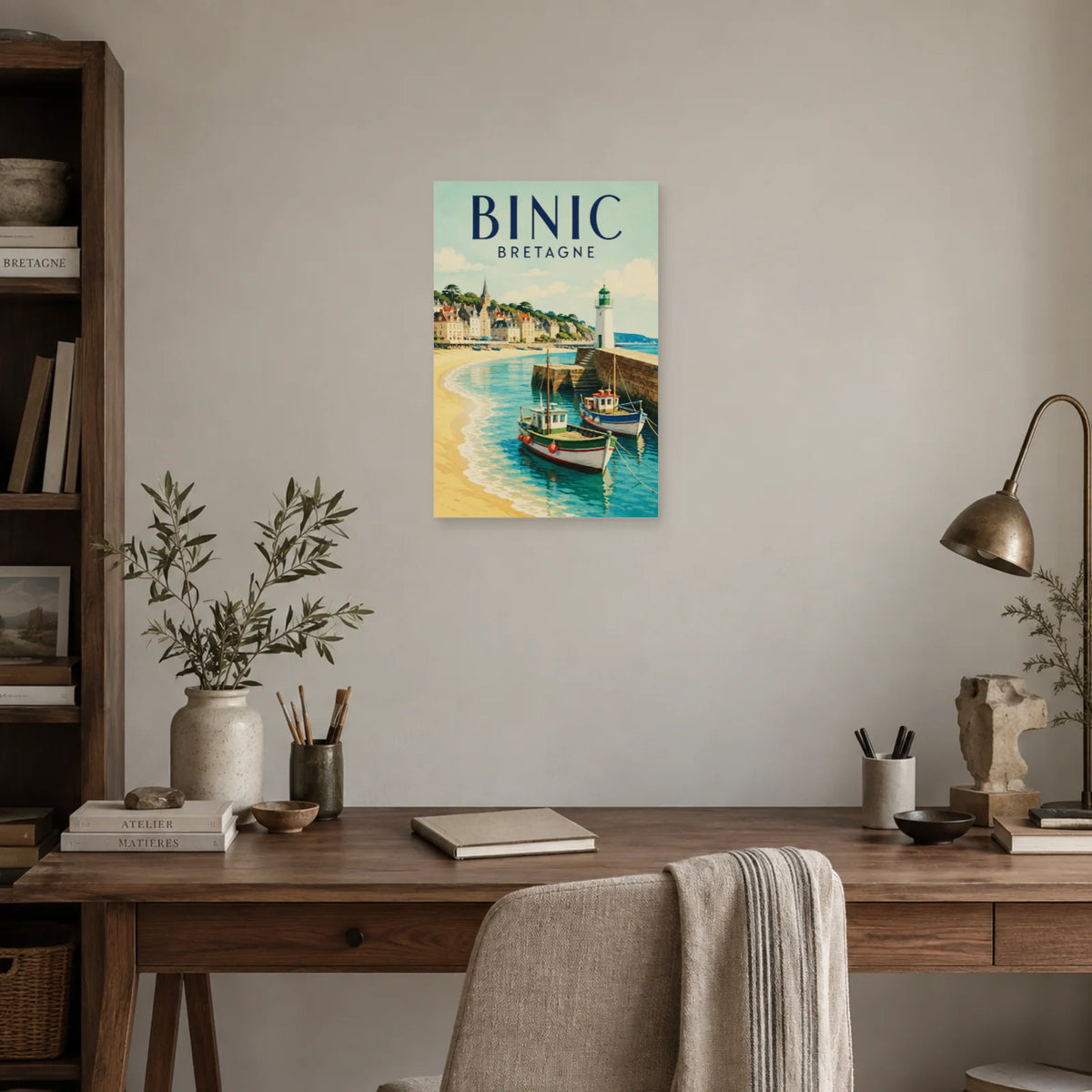 Affiche Binic - Le port et la jetée dans un bureau - Art Virtuoso