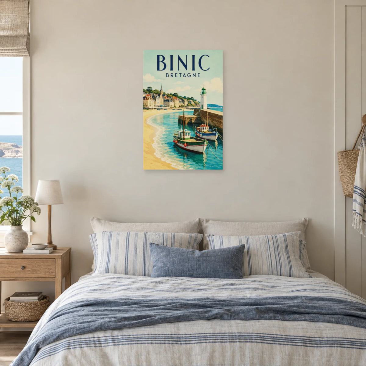 Affiche Binic - Le port et la jetée dans une chambre - Art Virtuoso